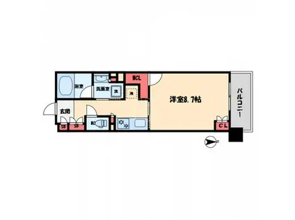 パークアクシス心斎橋(1K/3階)の間取り写真