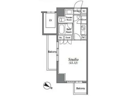 アジリア南麻布 JS(1K/8階)の間取り写真