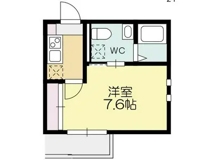 グランツ青葉(1K/1階)の間取り写真