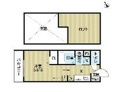 エフワイ スタイル 箱崎(1SK/2階)の間取り写真