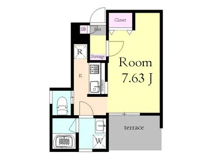イルヴィアーレ成増ヒルズC棟(1K/1階)の間取り写真