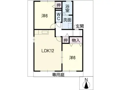 ソシア芝原 A棟(2LDK/1階)の間取り写真