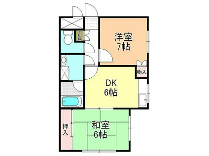 稲毛ファミール(2DK/1階)の間取り写真