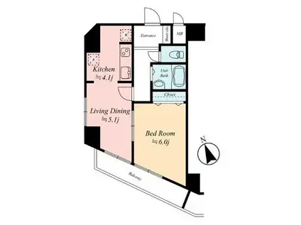 ヒルズ代官山(1LDK/10階)の間取り写真