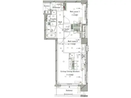 秋葉原駅徒歩圏内   南西向き  2LDK(2LDK/12階)の間取り写真