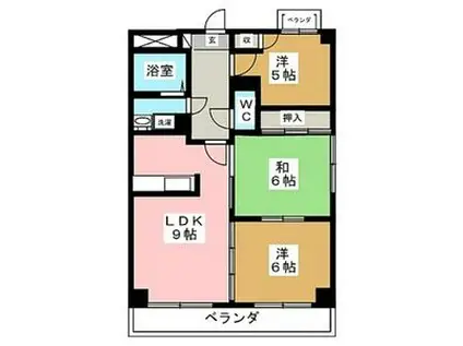 旭丘ハイツ(3DK/3階)の間取り写真