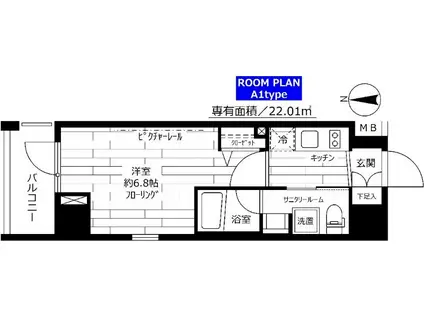 ステージファースト西池袋(1K/6階)の間取り写真