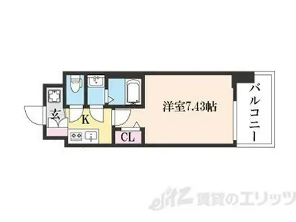 ロイス茨木奈良町(1K/4階)の間取り写真