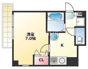 プレアデス桃谷(1K/4階)の間取り写真