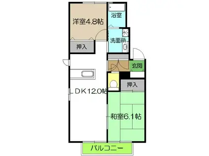 クレセント・トウヨウ C棟(2LDK/2階)の間取り写真