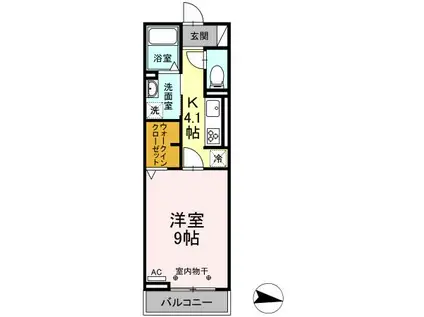 ラニアケア(1K/2階)の間取り写真