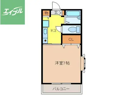 コーポガーデンヒルズ(1K/1階)の間取り写真