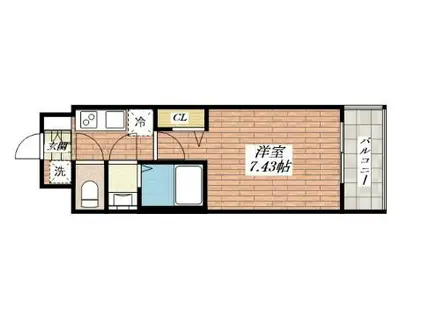 ロイス茨木奈良町(1K/4階)の間取り写真