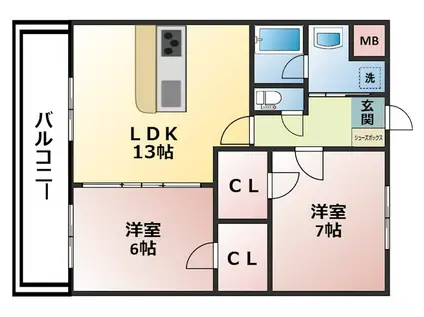 アン・遠賀野(2LDK/1階)の間取り写真