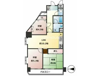 ライオンズマンション府中白糸台(3LDK/7階)の間取り写真
