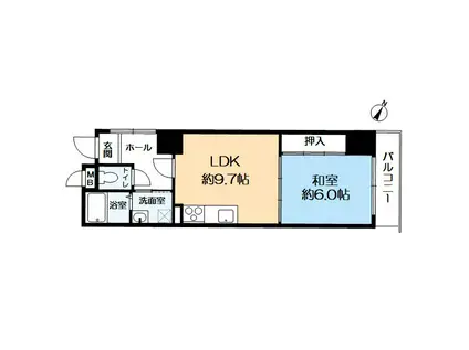 ヴィヴラサンク(1LDK/9階)の間取り写真