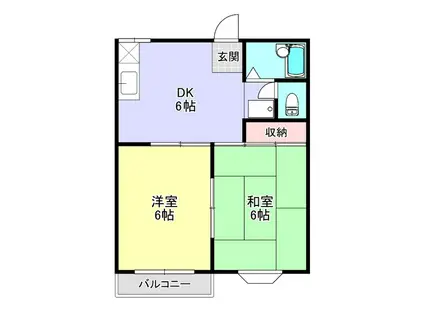 向陽ハイツ(2DK/2階)の間取り写真