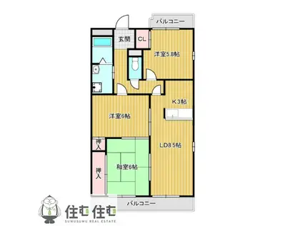 第2杉山ビル(3LDK/2階)の間取り写真