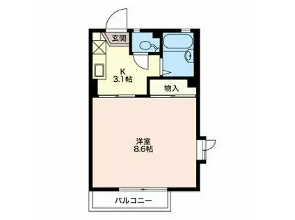 レーベン美里C棟(1K/1階)の間取り写真