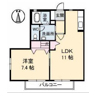 メゾン・アンジュA棟(1LDK/1階)の間取り写真
