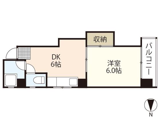 第3片山ビル(1DK/4階)の間取り写真