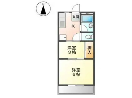 アサヒハイツ(2K/2階)の間取り写真