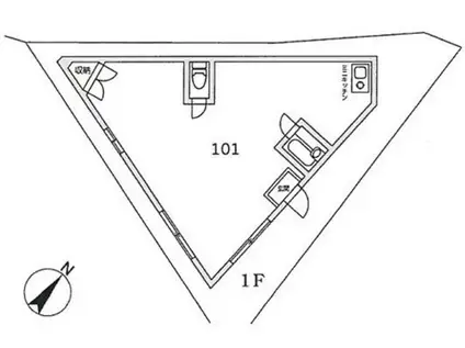 森の小径ハウス(ワンルーム/1階)の間取り写真