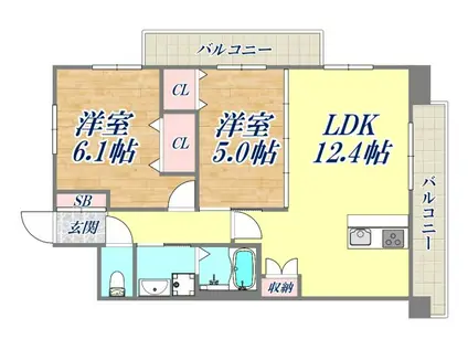 ピュ―ルラルゴ(2LDK/5階)の間取り写真