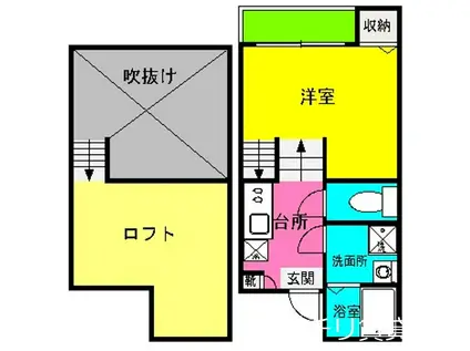 トレース箱崎(1K/2階)の間取り写真