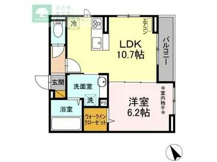 都営新宿線 本八幡駅 徒歩17分 3階建 築4年(1LDK/2階)の間取り写真