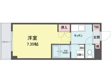 熊本市西区花園5丁目(1K/2階)の間取り写真