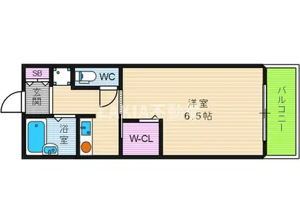 ブルーメ公園南(1K/2階)の間取り写真