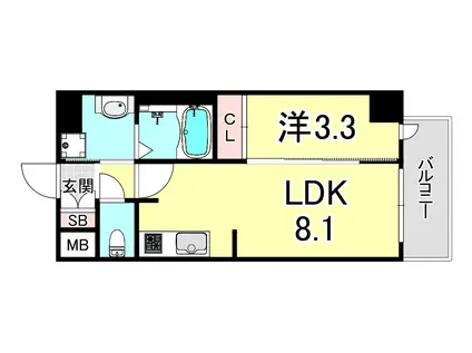 プレサンスブルーム新神戸(1LDK/6階)の間取り写真