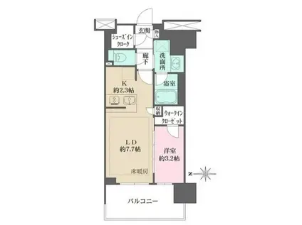 リニアゲートタワー名古屋(1LDK/3階)の間取り写真