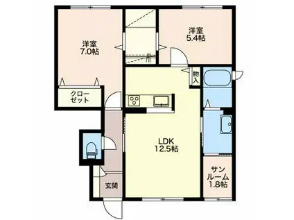 シャーメゾンII B棟(2LDK/1階)の間取り写真