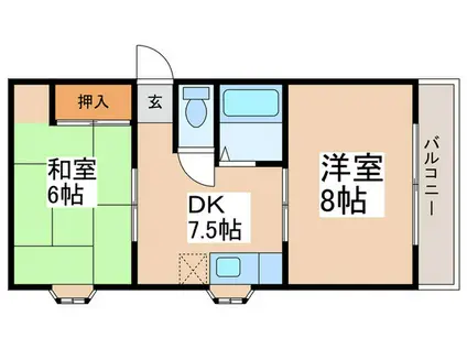 サンハイムハヤシ(2DK/2階)の間取り写真