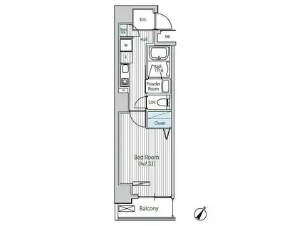 グランジット日本橋浜町(1K/4階)の間取り写真