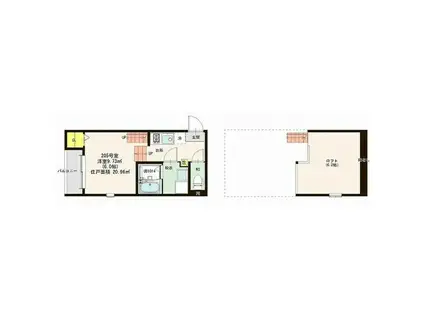 プランドール宮城野原(1K/2階)の間取り写真