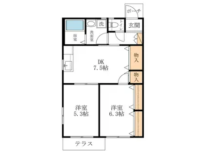 カーサマキ(2DK/1階)の間取り写真