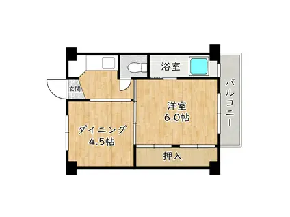 ビレッジハウス木戸2号棟(1DK/4階)の間取り写真