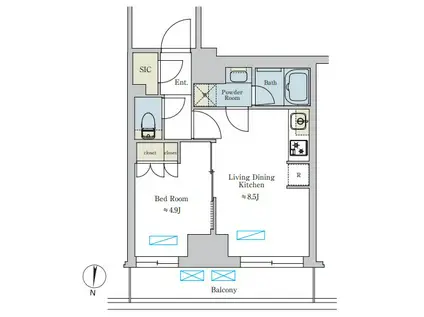 BRILLIA IST 池尻大橋(1LDK/6階)の間取り写真