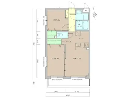 グランフェリス湘南(2LDK/2階)の間取り写真