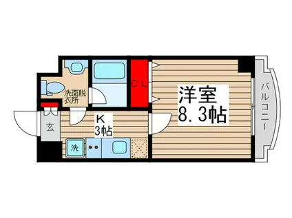 ボヌール大久保(1K/3階)の間取り写真