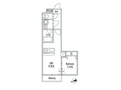 GRANPASEO船堀(1LDK/1階)の間取り写真