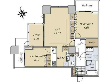 シティタワー高輪(2LDK/16階)の間取り写真