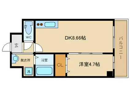 FREEDOMRESIDENCE(1LDK/4階)の間取り写真