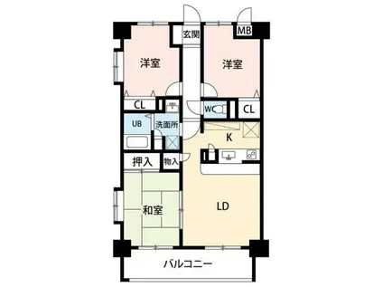ヴィルヌーブ(3LDK/5階)の間取り写真