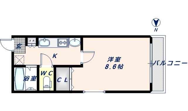 リバーライズ高井田(1K/6階)の間取り写真
