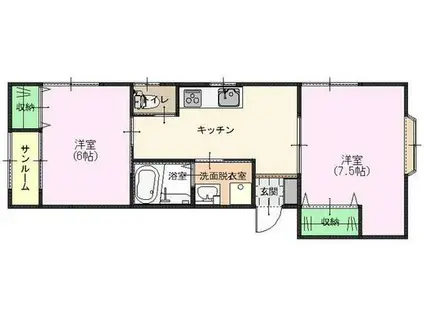 ビジョン白尾(2K/1階)の間取り写真