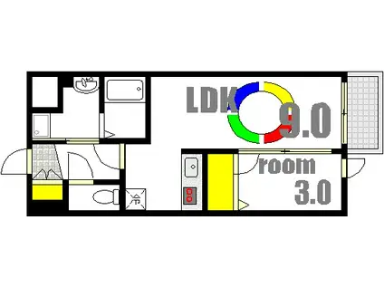月光江波東弐番館(1LDK/1階)の間取り写真